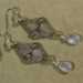 Fine Silver Double Triangle Earrings with Chalcedony Dangle