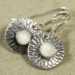 Round Fine Silver Earrings w/ Moonstone Cabochan