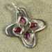 Small Fine Sliver & Ruby Cross CHarm with Flower Center