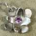 Curved Layered Flower Charm with Lavendar Cubic Zirconia